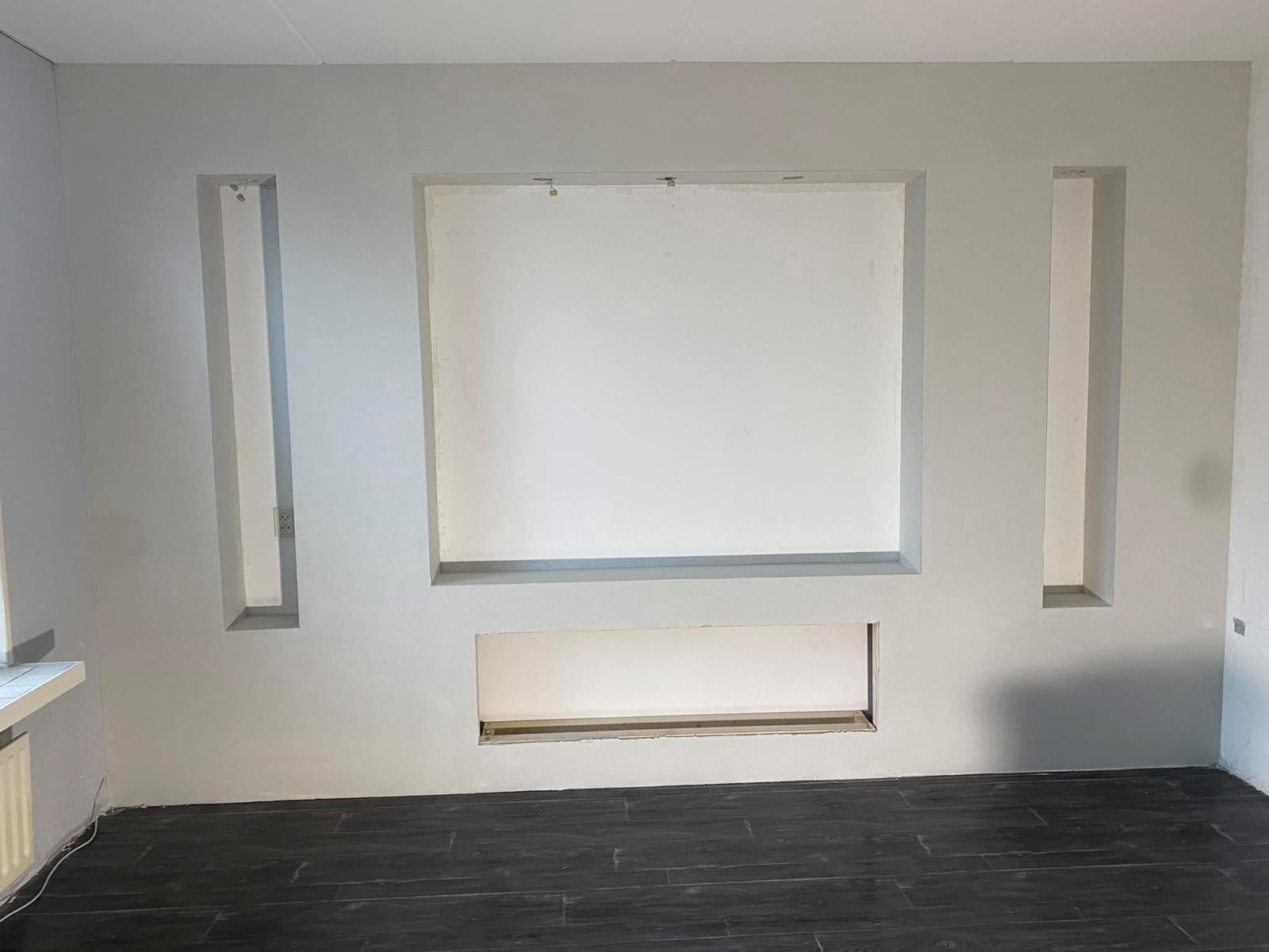 TV-wand met inbouwhaard